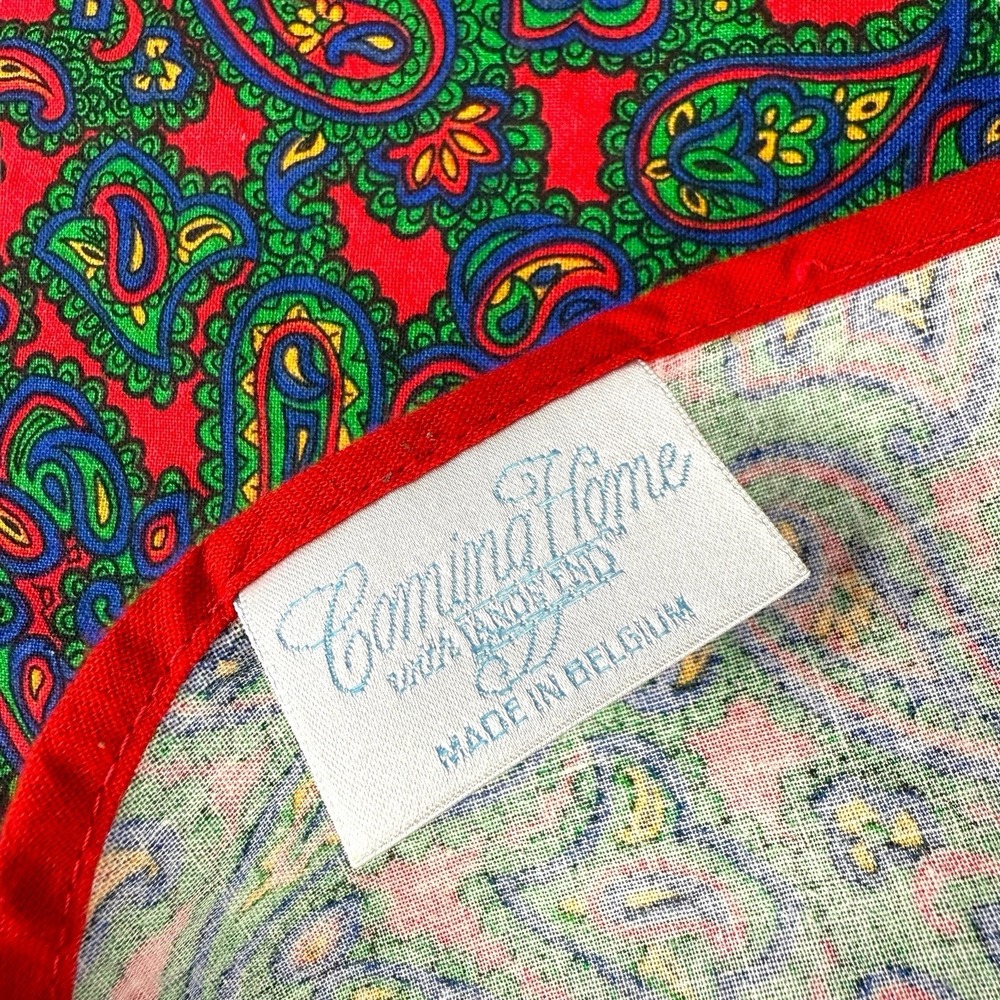 Vintage Lands' End Coming Home Red Green Blue Paisley Table‎ Runner 86"-87" Long
